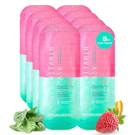 Vitamasques Mascarilla Multivitamínica, Paquete De 8 - Hidratante Y Nutritiva Para Piel Radiante, Aporta Vitaminas B, C Y E                           