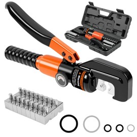Hydraulic Crimping Tool Kit, Hydraulic Crimping Tool Battery Cable Crimper Wire Crimping Tool For 12AWG-2/0 AWG Copper Aluminum Stainless Steel With 9 Dies