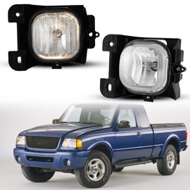 Nixon Offroad Fog Light Set for 2004 2005 Ford Ranger w/Halogen Bulbs - H10 12V 42W, Fog Light Assembly, Fog Lamp Replacement Black Chrome Housing Clear Lens Fog Light Combo (Not Fit STX Models)