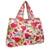 allydrew Large Foldable Tote Nylon Reusable Grocery Bag, Red Floral