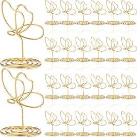 SiliFine 24 Pcs Gold Butterfly Photo Holders Table Number Photo Clips Holder 1.96 x 1.45'' Butterfly Decoration Name Place Card Stand for Centerpieces Wedding Reception, Party, Birthday