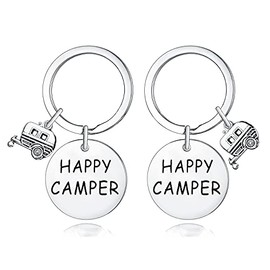 Nzztont 2 Pack Happy Camper Keychains Camping Keychain Keyring Gift For Camper Lover Vacation Keychain