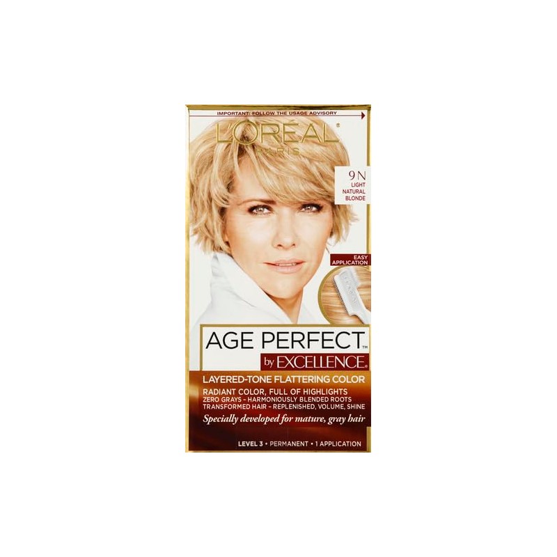 L'Oreal Paris ExcellenceAge Perfect Layered Tone Flattering Color, 9N Light