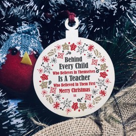 Gift For Teacher From Child Wooden Bauble THANK YOU Gift