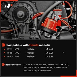 A-Premium Ignition Distributor with Cap and Rotor Compatible with Honda Prelude 1988 1989 1990 1991, 2.0L 2.1L