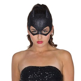 MIMIKRY Catwoman Mask Black Glitter Bat Cat Mask Costume Accessory