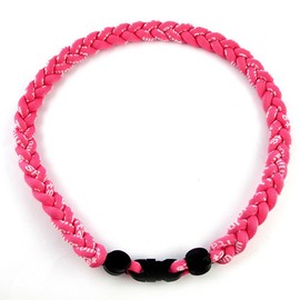 MapofBeauty 18" Sport Style Single Color Fashion Three Braided Rope Tornado Necklace (Pink)