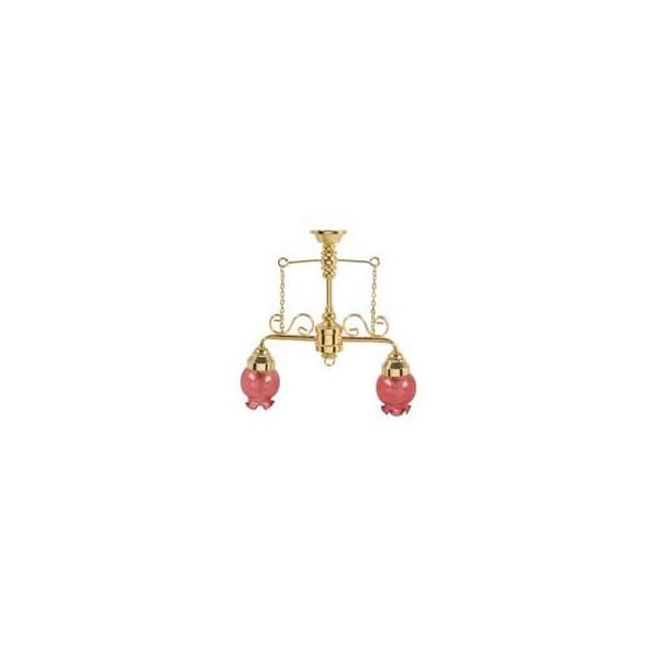 Houseworks, Ltd. Dollhouse Miniature Two Arm Chandelier with Rosy Shades