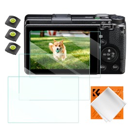K&F Concept Pack of 3 Screen Protectors for Sony ZVE10 Ⅱ, ZV-E1, A7 IV, A6700, A7CII Camera & 2 Pieces Hot Shoe Cover, Hardness 9H Glass, Scratch-Resistant, Anti-Dust
