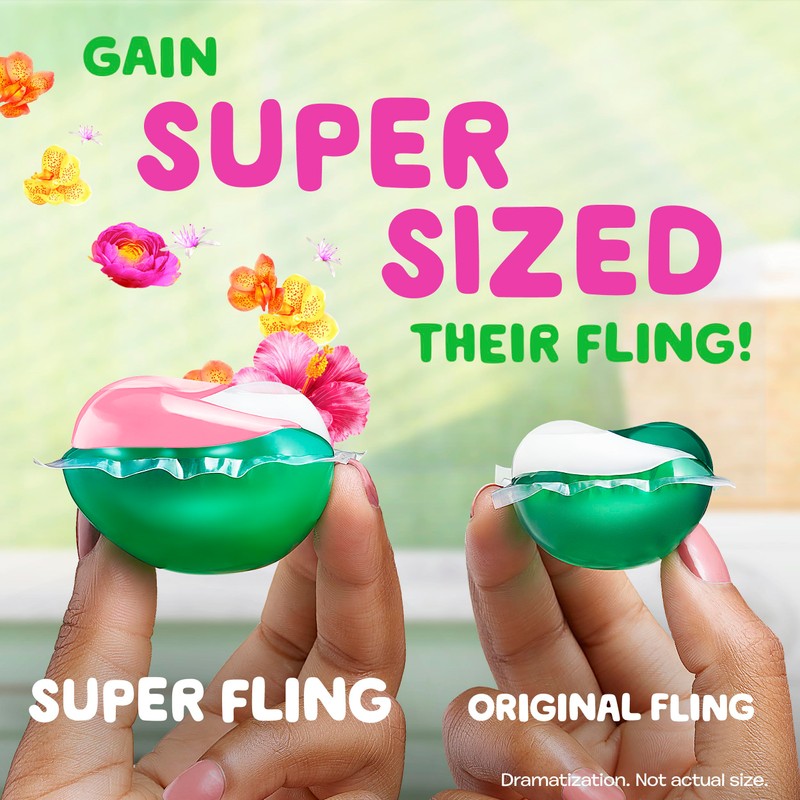 Gain Super Flings Laundry Detergent Pacs, 18 Count, Hibiscus Hula