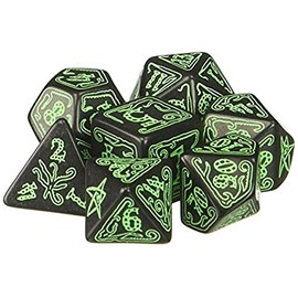 Q-Workshop Call of Cthulhu: Black and Green Dice, Set of 7