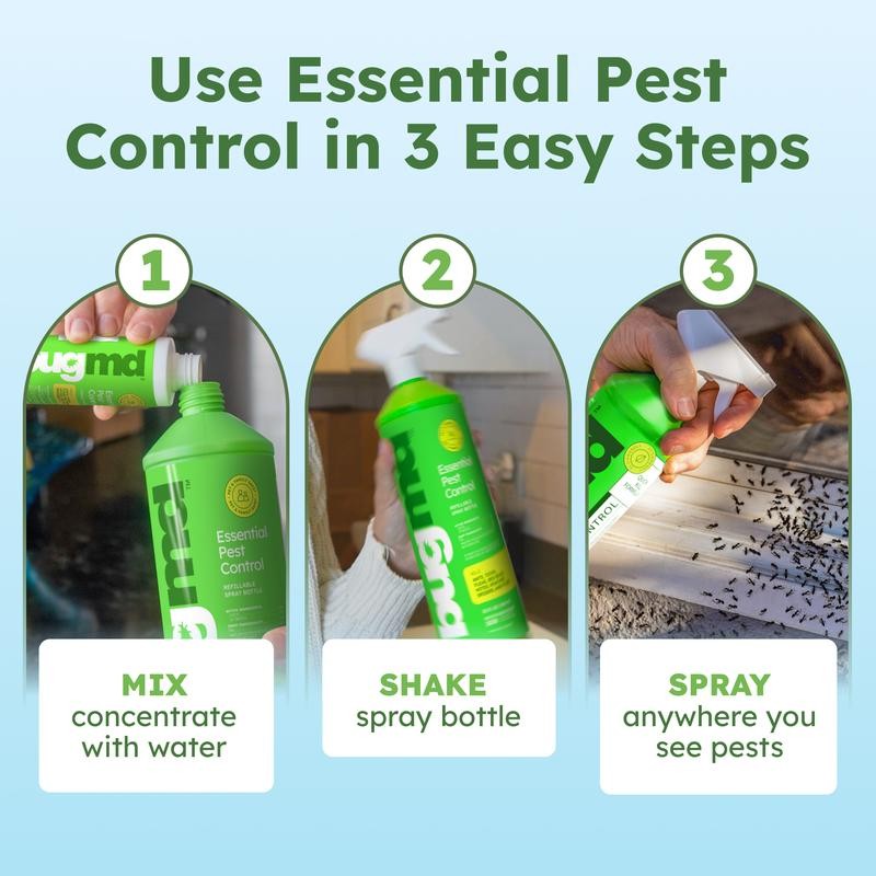 BugMD Essential Pest Control Concentrate – Natural Ant, Roach, Spider