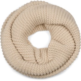styleBREAKER 01018166 Women's Knitted Loop Scarf Plain with Left Knit Pattern, Warm Winter Knitted Scarf, Tube Scarf, light brown