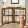 LZRS 2-Panel Freestanding Foldable Wood Dog Gate – Solid Wood