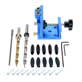 Aupoko Pocket Hole Jig Set, Pocket Hole Drilling Template for Wood Dowels with 2 Pieces 9 mm Drills and 10 Pieces M4 Screws Drilling Aid Oblique Hole for Woodworking, Furniture Making