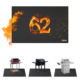 Tamfile Large 62 x 40 Inch Under Grill Mats for Outdoor Grill, Double-Sided Fireproof Heat-Resistant Pad, Indoor Fireplace/Fire Pit Rubber Mat, Oil-Proof Waterproof BBQ Protector for Deck and Patio