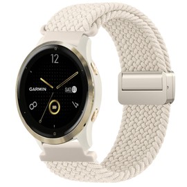 Vancle 18 mm Bracelet for Garmin Venu 2S/Venu 3S/Vivoactive 4S/Vivomove 3S/Forerunner 255s Music/265s Women Men, Adjustable Braided Nylon Replacement Straps, 18 mm Watch Strap (Starlight)