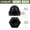 5/16-18 Acorn Cap Nuts, 25 PCS Black Coating Acorn Dome