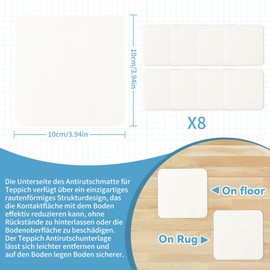 Pack of 8 Non-Slip Mats for Carpet, Non-Slip Underlay, Carpet Underlay, Non-Slip Pads, Carpet, Non-Slip Stop, Carpet Stopper
