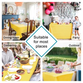 Hiasan Waterproof Tablecloth Rectangle - Washable Fabric Table Cloth for Dining Room Kitchen Birthday Party and Outdoor Use, Yellow, 54 x 80 Inch