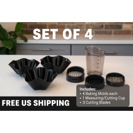 Perfect Tortilla Kit Black Baking Molds Bowl with Cut N Cup Set of 4