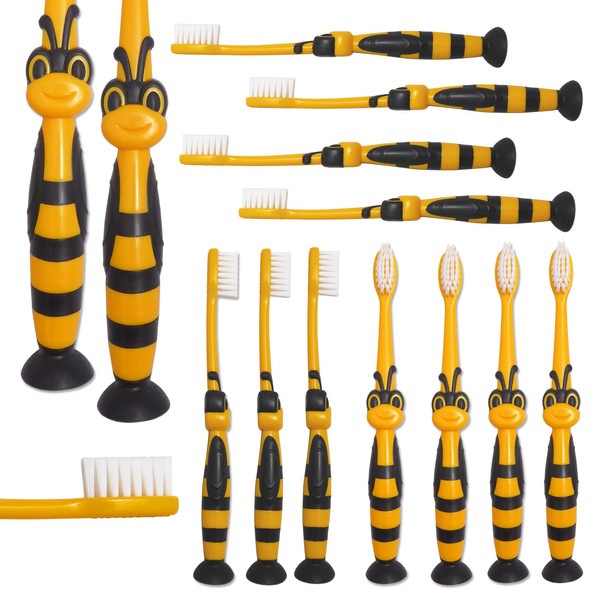 32 Childrens Toothbrushes ~ Bulk Packs Kids Manual Brushes (Bumble Bee)