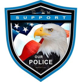 ProSticker 1100 (One) 4" Patriot Series Support Our Police Eagle Shield Thin Blue Line Decal Sticker