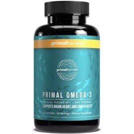 Primal.Harvest Primal Harvest Omega 3 Fish Oil Supplements, 30 Servings Soft Gels Capsules W/ 1