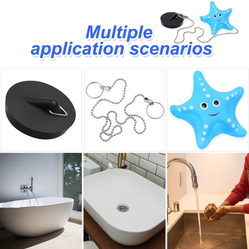 MAIXINNEW Bath Plug with Chain 45mm, Rubber Floating Bath Tub