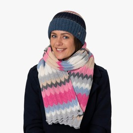 LIERYS Lundamo Turn-Up Hat, Multicoloured Hat, Knitted Beanie with Cable Knit, Made in Germany, Unisex, Autumn/Winter, blue