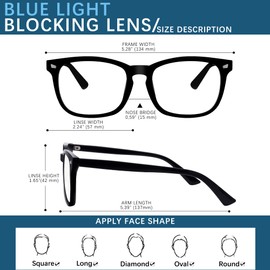 Oilway Blue-Light Blocking Glasses Computer Reading/Gaming/TV/Phones Glasses Fashion Anti Eyestrain UV Glasses for Women Men