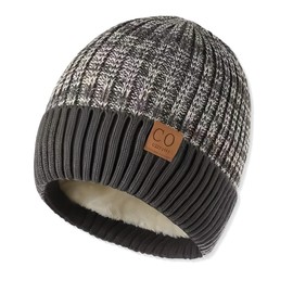 ZEPIQOR Beanie Hat, Men's Winter Warm Unisex Winter Hat, Knitted Hat, Stretchy Soft Wool Hat with Cuffs and Thick Warm Lining, Gift for Girlfriend, Men, Women, Grey