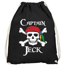 MoonWorks® Gym Bag Fancy Dress Carnival Saying Funny Captain Jeck Skull Fancy Dress Item Bag Gym Bag Black One Size