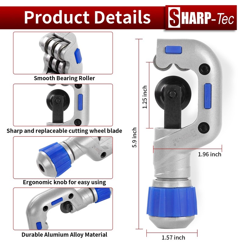 Sharp-tec 4-32mm Pipe Cutter, Adjustable Tube Cutter with Aluminum Alloy