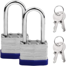 2 Pack Padlock with Keys,40mm Long Shackle Padlocks Outdoor Heavy Duty Pad Lock, Weatherproof Laminated Padlock for Outdoor Use, Shed, Garage, Fence (2pcs)