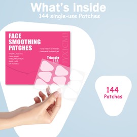 Wrinkle Patches, 144 PCS Face Tape for Wrinkles, Wrinkle Tape for Forehead, Eyes, Crows Feet, Smile Lines, Fine Lines, Overnight Facial Smoothing Patches