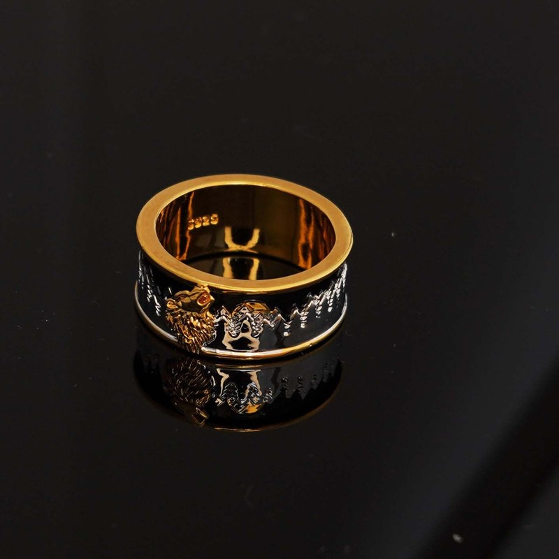 PikaLF Howling Wolf Ring for Men, Norse Viking Wolfscope Ring,