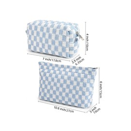 Makeup Bag, Birthday Gifts for Women, Large Small Capacity Checkered Travel Make up Bag, 2 Pack Cosmetic Bags Portable Toiletry Bag for Mom Sister Friends Girls
