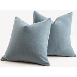 Mandioo Pack of 2 Chenille Throw Pillow Covers Elegant Design Soft and Luxurious Decorative Cushion Covers Pillowcase Couch Sofa Bedroom Living Room Decor 18x18 Inch 45x45cm Blue