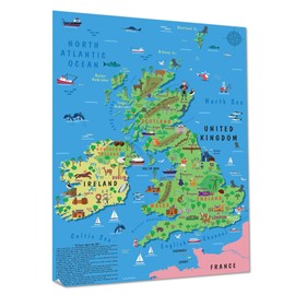 Children’s United Kingdom & Ireland Map Poster for Wall – Large A1 Illustrated UK Map for Kids Great Britain Wallchart