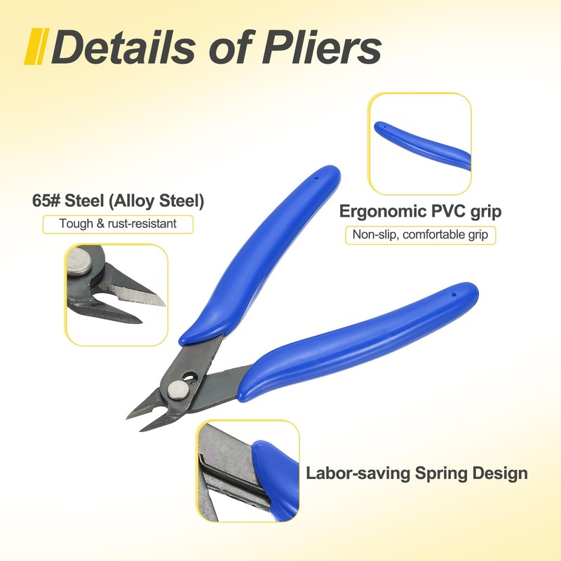 HARFINGTON 5" Flush Cut Pliers Small Precision Wire Cutter Side