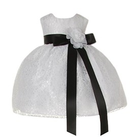 Cinderella Couture Baby-Girls White Lace Dress Black Sash Wht Flw 24M X 1132B