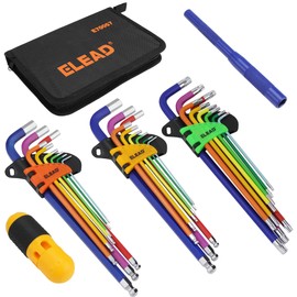 Allen-Wrench Hex Torx Key Set: 29-Piece Rainbow Colored Allen Key Set, Long Arm Ball End Hex Wrench Set, Metric SAE Standard Torx Star Allen Wrenches Sets with T-Handle and Extension Bar