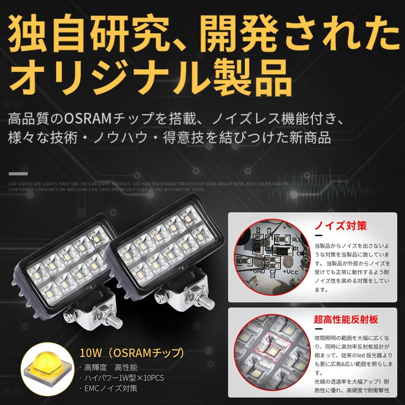 msm6210-os10 LED Work Light, Compact, Compact, Square, 10W, Shoulder Light,