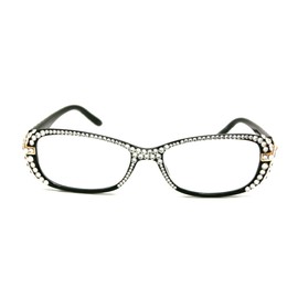 Glamour Quilted, Bling Women Reading Glasses Women with Clear Genuine European Crystals .Full Crystals. NY Fifth Avenue.
