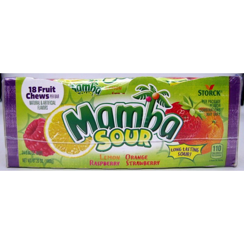 Storck Mamba Sour Fruit Chews 24 Ct 2.65 Oz Bars