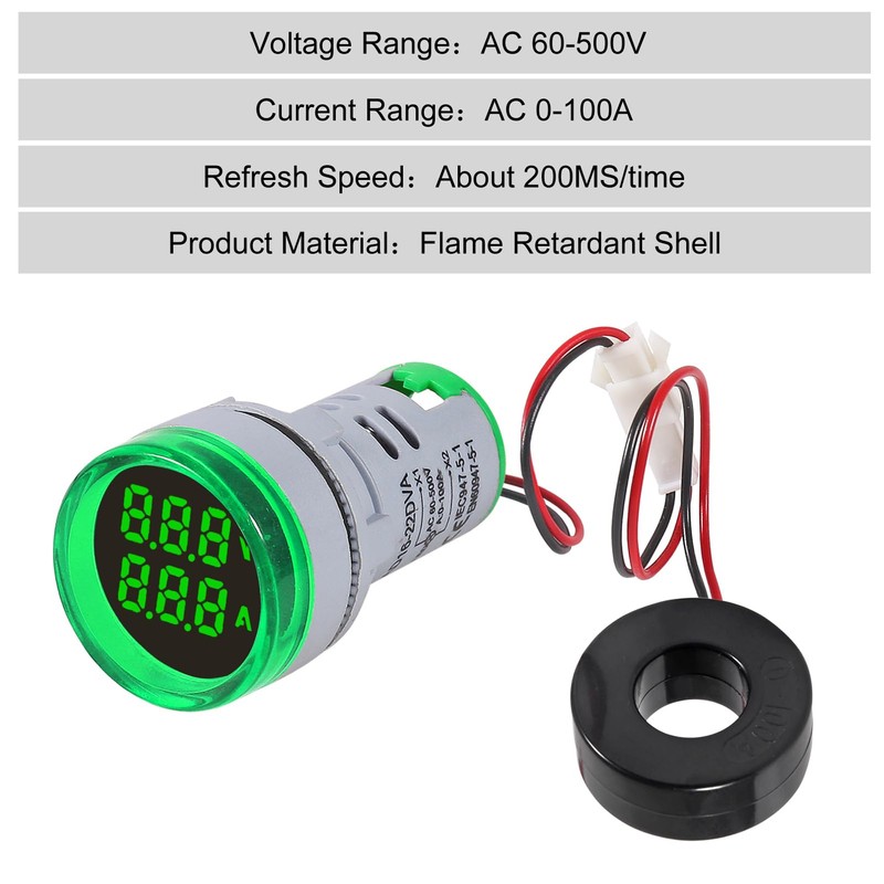 XIITIA 3pcs 2 in 1 60-500V 0-100A AC Digital Ammeter