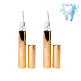 Angel Silk Extra-Strength Teeth Whitening Gold Serum Pen, 2 Pack Teeth Whitening Kit, 4 ml Each, Effectively Removes Stains from Coffee, Tea & Smoking - Safe, Fast, and Gentle for Sensitive Teeth