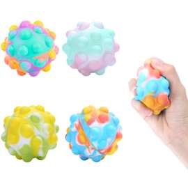 Wekuw Stress Balls, Pack of 4 Anti-Stress Balls, Pop It Ball, Fidget Toy, Popit Anti-Stress Balls, Sensory Fidget Toy, Stress Ball for Kneading, Anti-Stress Toy for Children and Adults (4 Colours)