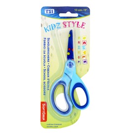 TSI 41807 Student Scissors with Pattern on the Blades Size 13 cm Blue Dots Design